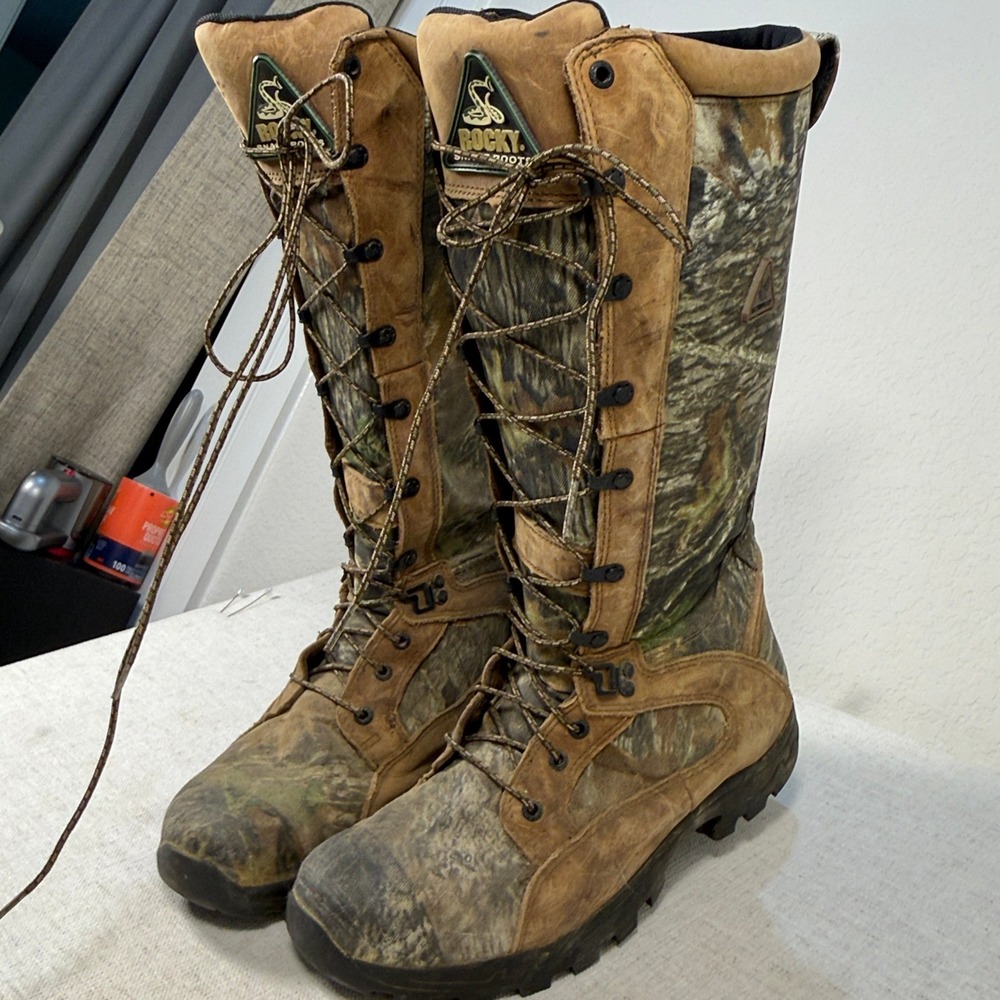 Rocky Pro-Light Snake Boots Mens 10.5 Waterproof Hunting Camo Leather Tall 1570